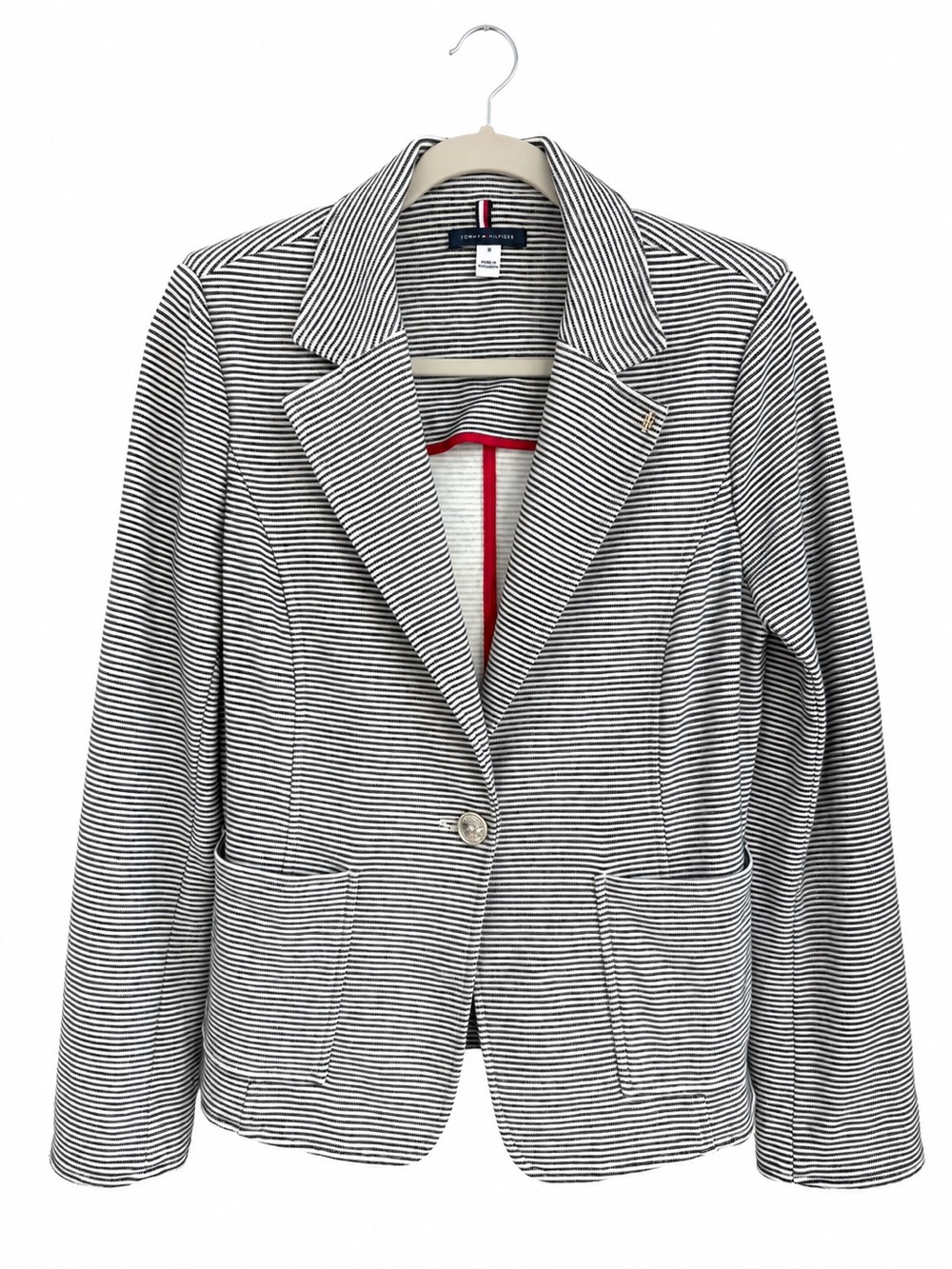 Tommy Hilfiger Striped Knit Blazer Jacket Size 8 Nautical Preppy Career
